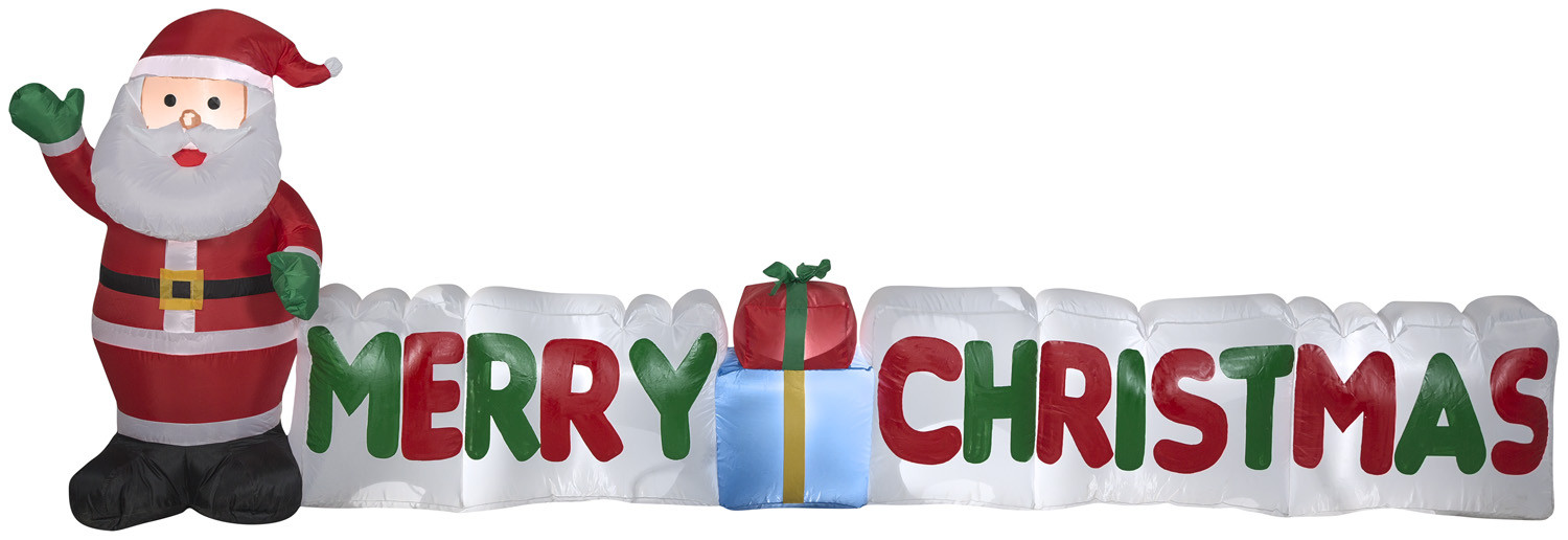 9 Ft  Merry Christmas Airblown Inflatable Sign with Santa