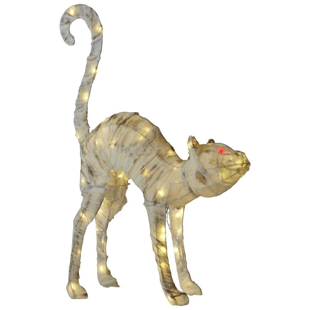  42" LED Burlap Halloween Mummy Cat