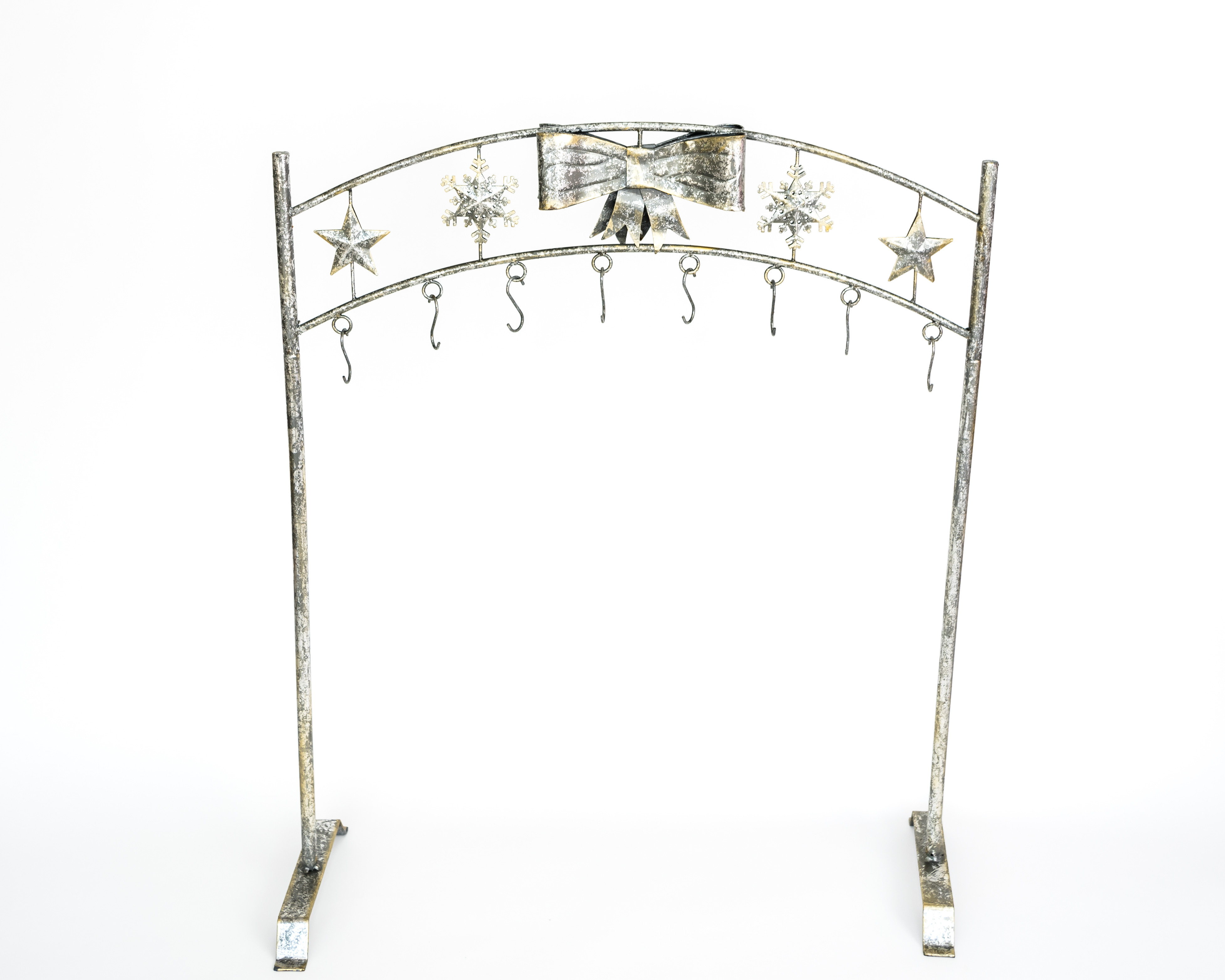 Silver Snowflake Christmas Stocking Holder Stand