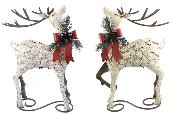 Rustic 32" Metal Reindeer Christmas Decoration Set of 2