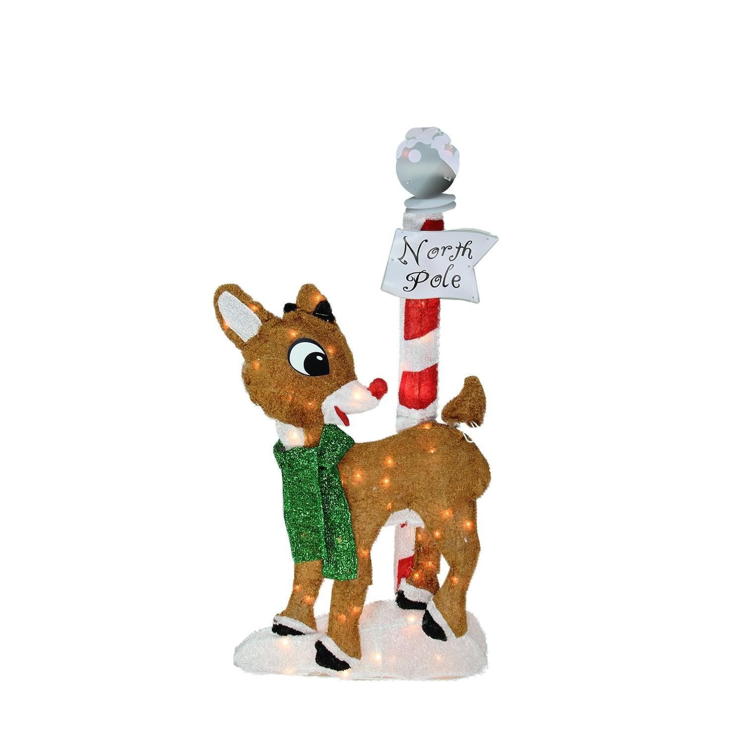 32" Pre-Lit 2-D Rudolph with North Pole