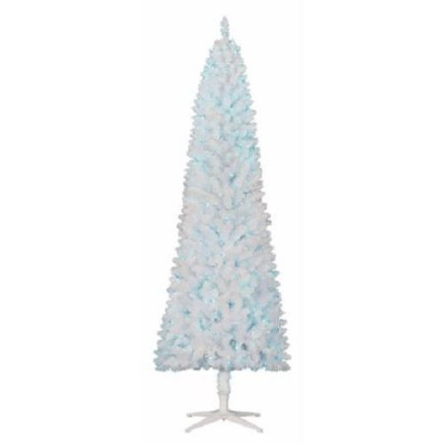 7' White Brinkley Pine Slim Tree; Blue Lights
