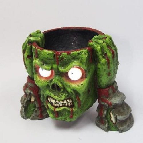 8" Green LED Lighted Zombie Head Candy Bowl