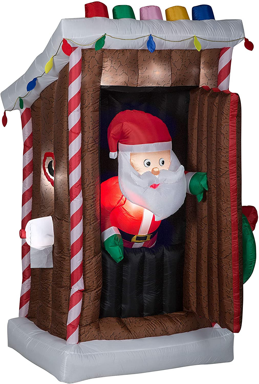 6 Ft  Animated Christmas Airblown Inflatable Santa's Outhouse