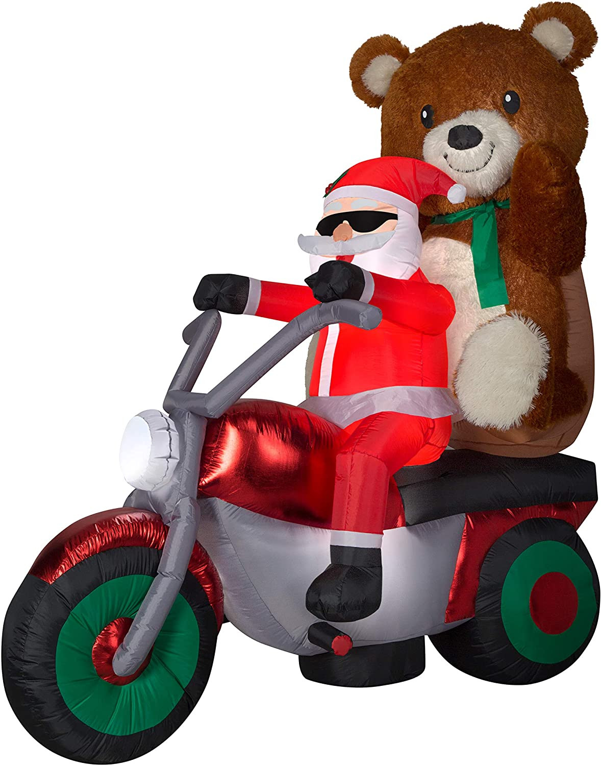Airblown Santa w/Teddy Bear on Motorcycle Scene