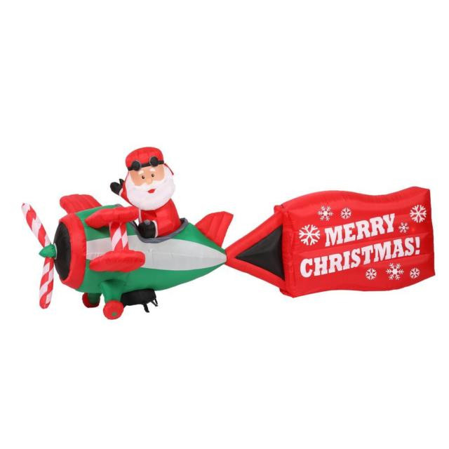 16 ft. Inflatable Airblown Santa on Airplane