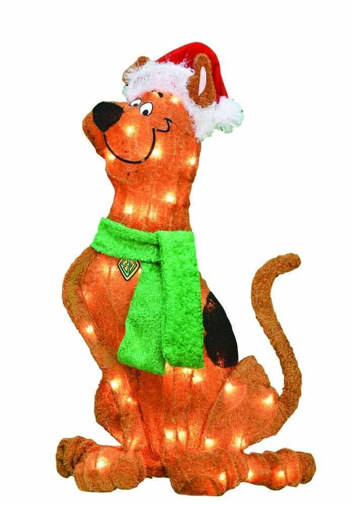 24-Inch Pre-Lit 2D Scooby Doo with Santa Hat
