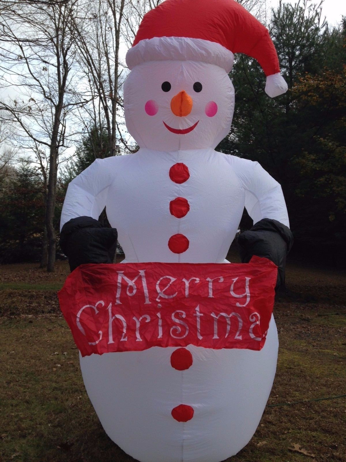 8' Snowman with Santa Hat Aiblown Inflatable Christmas Decoration