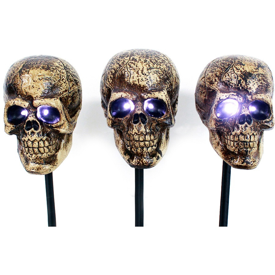 Sound Activated Halloween Skull Markers Set of 3