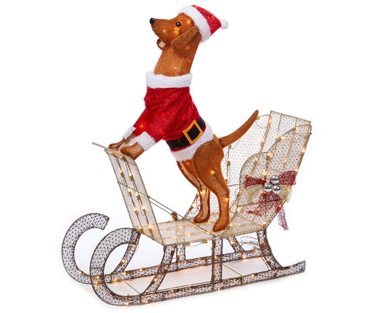 42 inch Light-Up Dog on Sleigh