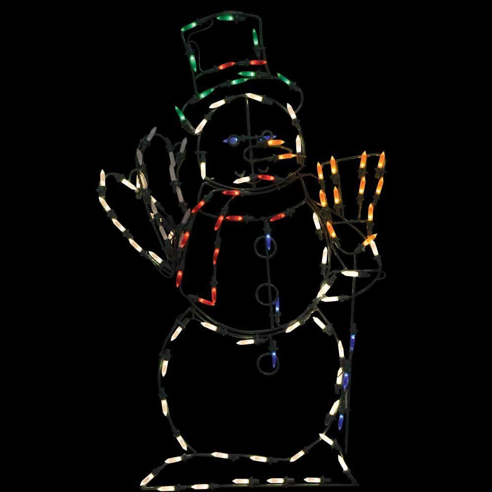 72 in. Animotion LED Waving Snowman Christmas Wire Decor 
