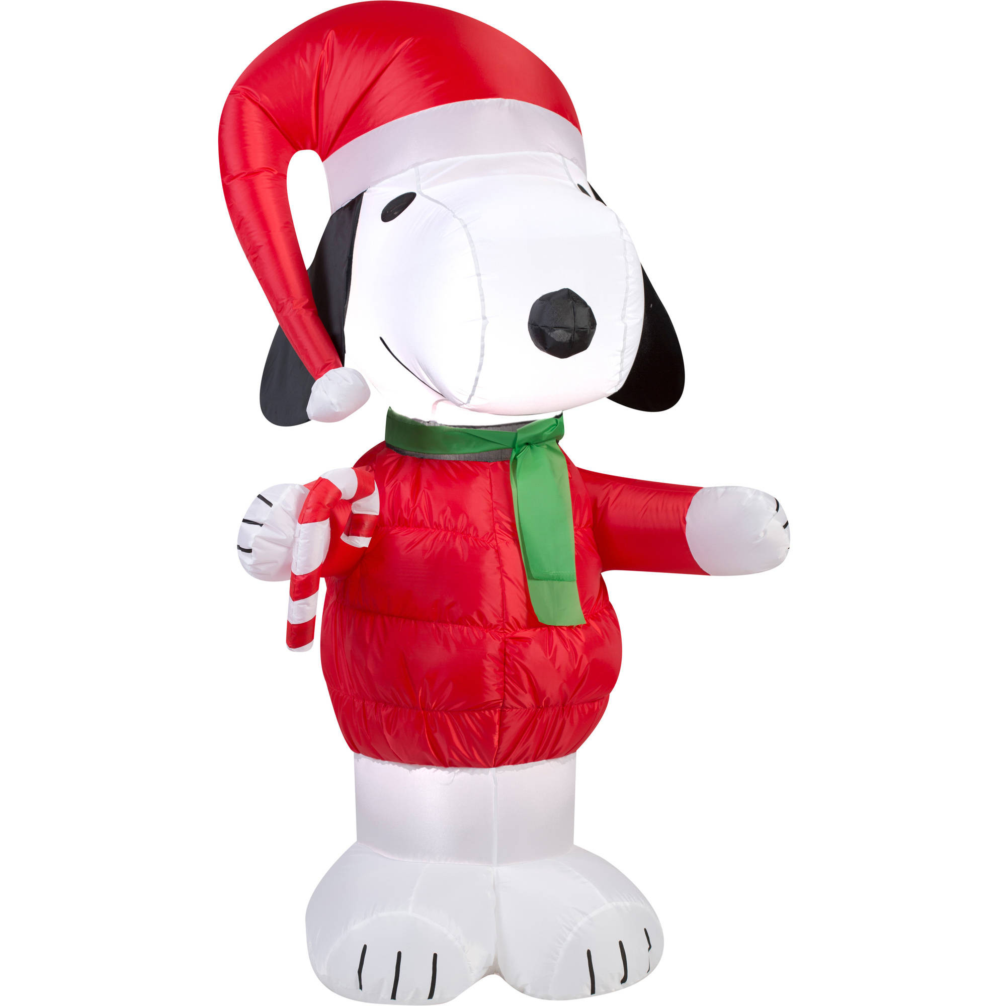 Tis Your Season 5' Snoopy with Candy Cane Airblown Inflatable Outdoor Inflatable Snoopy Christmas