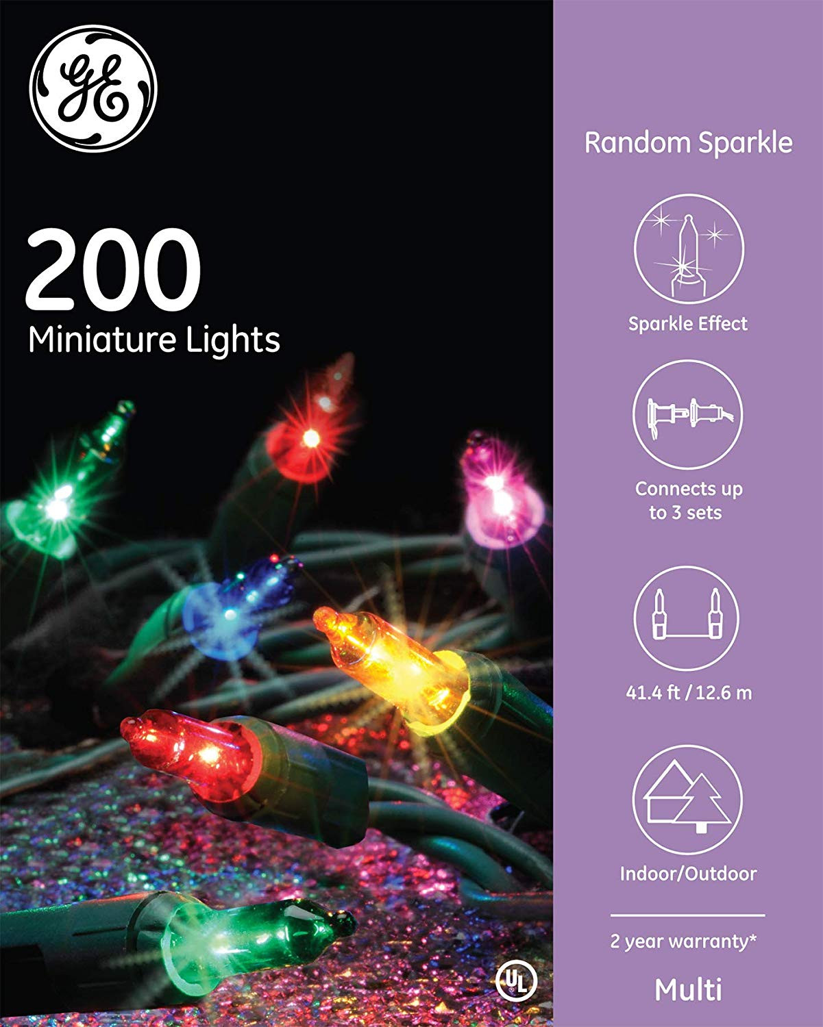 Ge Random Sparkle 200 Miniature Multi-Color Light String Set 