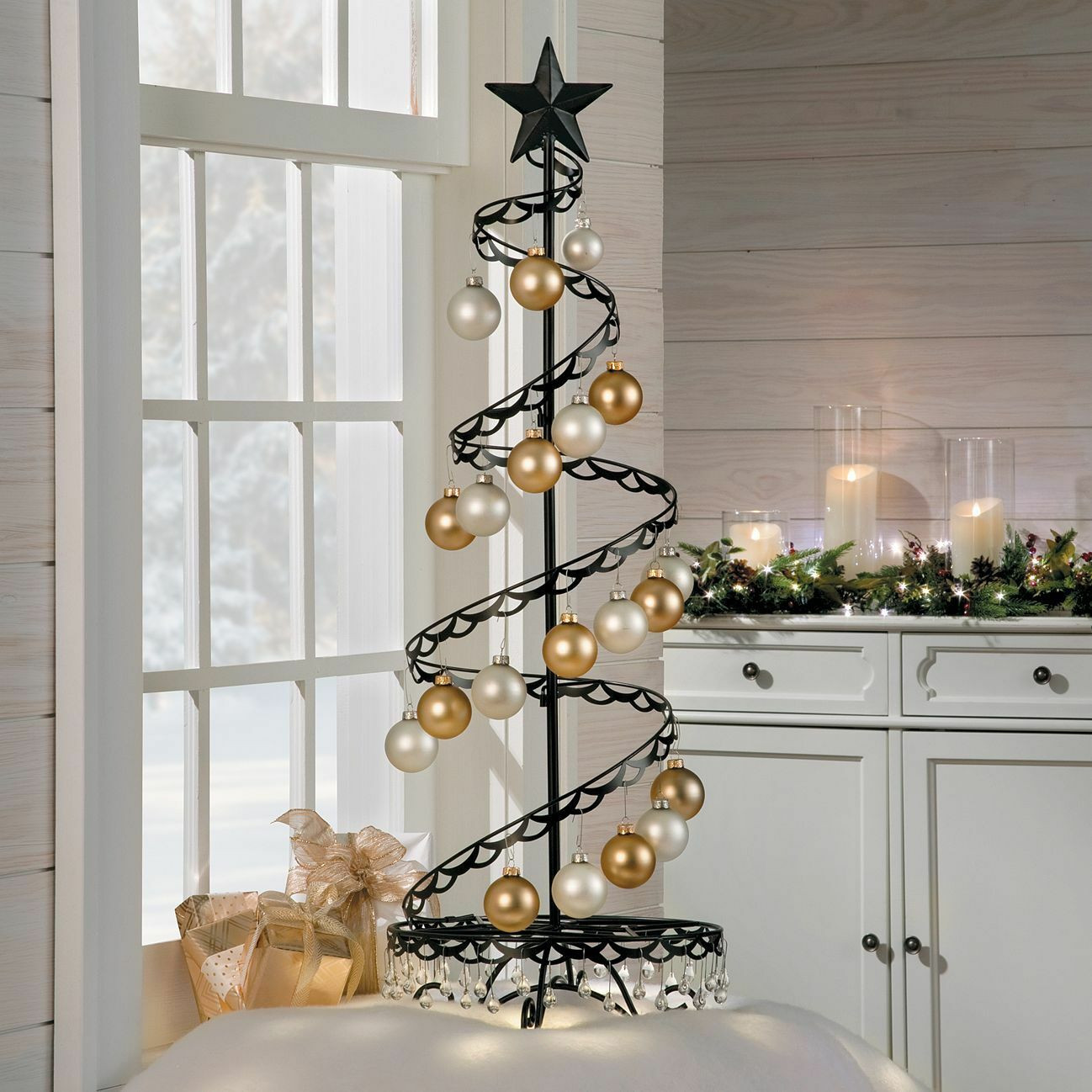 36" Metal Spiral Christmas Ornament Display Trees