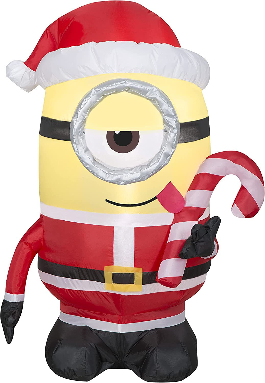 3.5 Ft  Minion Stuart Licking Candy Cane Airblown Inflatable 