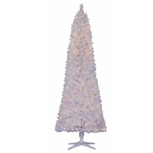 7' Pre-Lit White Brinkley Pine Slim Artificial Christmas Tree with 300 Clear Lights