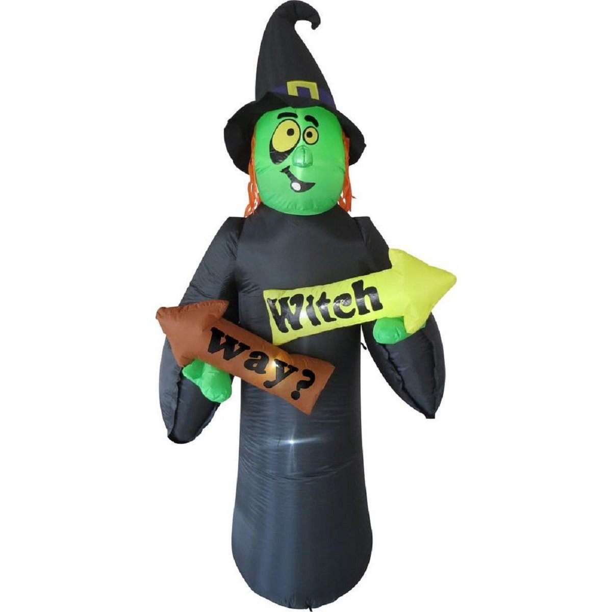8' Witch Holding Witch Way Sign Halloween Inflatable