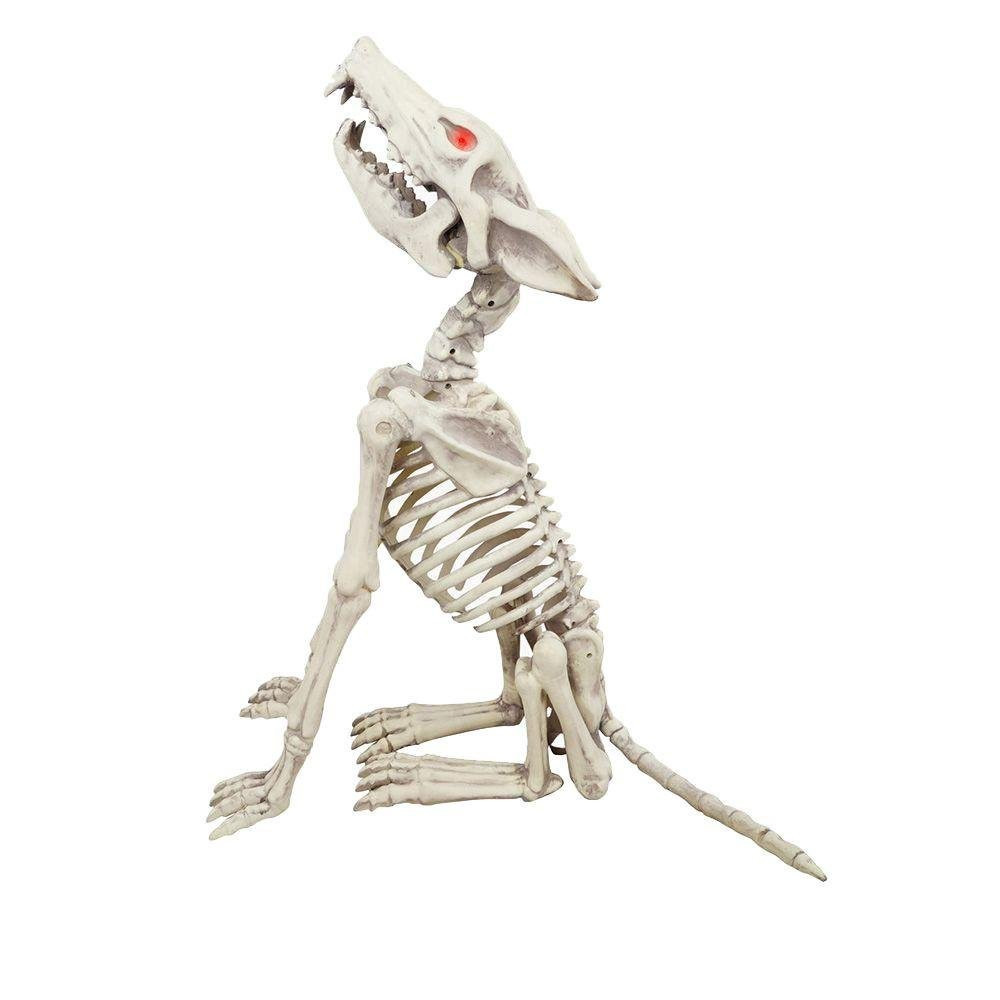 28 in. Animated Howling Skeleton Wolf with LED Illuminated Eyes