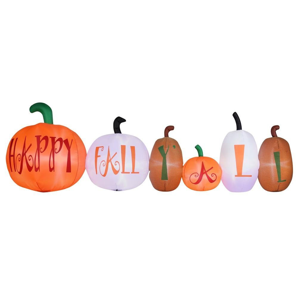 10 ft. Inflatable Pumpkins Scene Burlap Happy Fall Halloween Decoration 