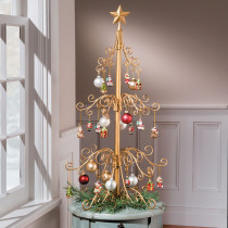 36" Metal Scroll Christmas Ornament Display Trees