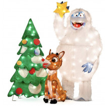 3pc Set Rudolph and Bumble Animated Outdoor Christmas Decorations 