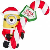 54" Minion Stuart in Santa Suit w Candy Cane Airblown Inflatable