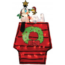 26 inch Pre-lit 3D Peanuts Snoopy on Dog House with Star