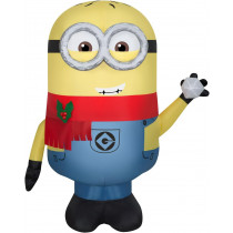 3.5 Ft Airblown Inflatable Minion Phil w/Scarf Throwing Snowball 