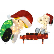 Lighted Schroeder and Sitting Snoopy Peanuts Christmas Decoration