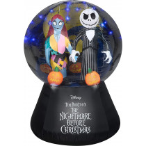 5' Halloween Inflatable Globe with Jack Skellington Sitting Holding Hands with Sally