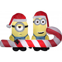 60" Minions Stuart & Kevin w Candy Cane Airblown Inflatable