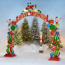 PREORDER: Life-Size Christmas Archway with Santa's Elves, LED Lights Commercial Christmas Decoration