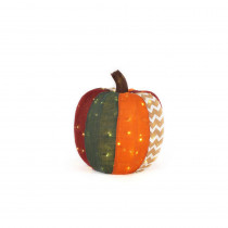 18 in. Warm White LED Mixed Color Burlap Pumpkin