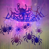 Spider Web Chandelier Halloween Decoration w Purple Lights