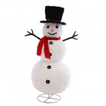 48" Fluffy Top Hat Lighted Snowman Sculpture