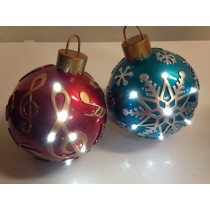 9" Blue & Red Ornaments with LED Lights