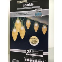 Lightshow Sparkle 25ct Classic White C9 LED Christmas Lights