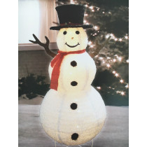 72" Fluffy Top Hat Lighted Snowman Sculpture