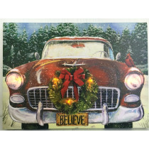 Antique Car with Wreath Picture on Canvas