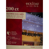 200-Count Cool White Dome LED Christmas Icicle Lights