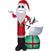 5 Ft Gemmy Airblown Inflatable Jack Skellington w Zero in Antlers