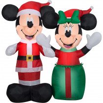 4 ft Tall Airblown Inflatable Santa Mickey and Minnie Scene Disney