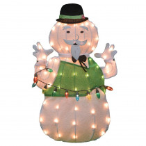 Sam the Snowman 32" 2-D Tinsel Outdoor Christmas Decoration 