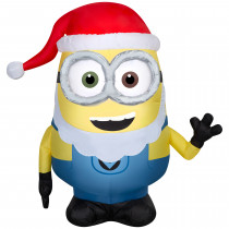 3.5' Minion Bob in Santa Beard and Hat Airblown Inflatable
