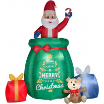 10 ft. Tall Animated Airblown Inflatable Santa in a Gift Sack
