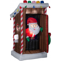 6 Ft  Animated Christmas Airblown Inflatable Santa's Outhouse