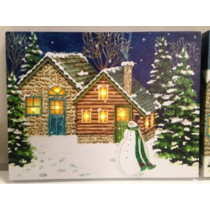 Lighted Snowman Double Cabin Photo