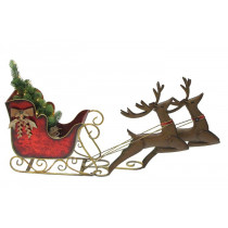 Small Santa Sleigh and Reindeer with LED Christmas Tree