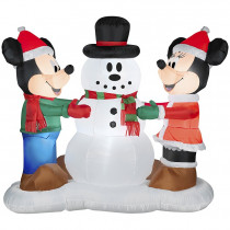 Disney Mickey & Minnie Making Snowman Airblown Inflatable
