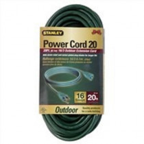 Stanley Grounded Outdoor Extension Power Cord, 20-Feet, Green